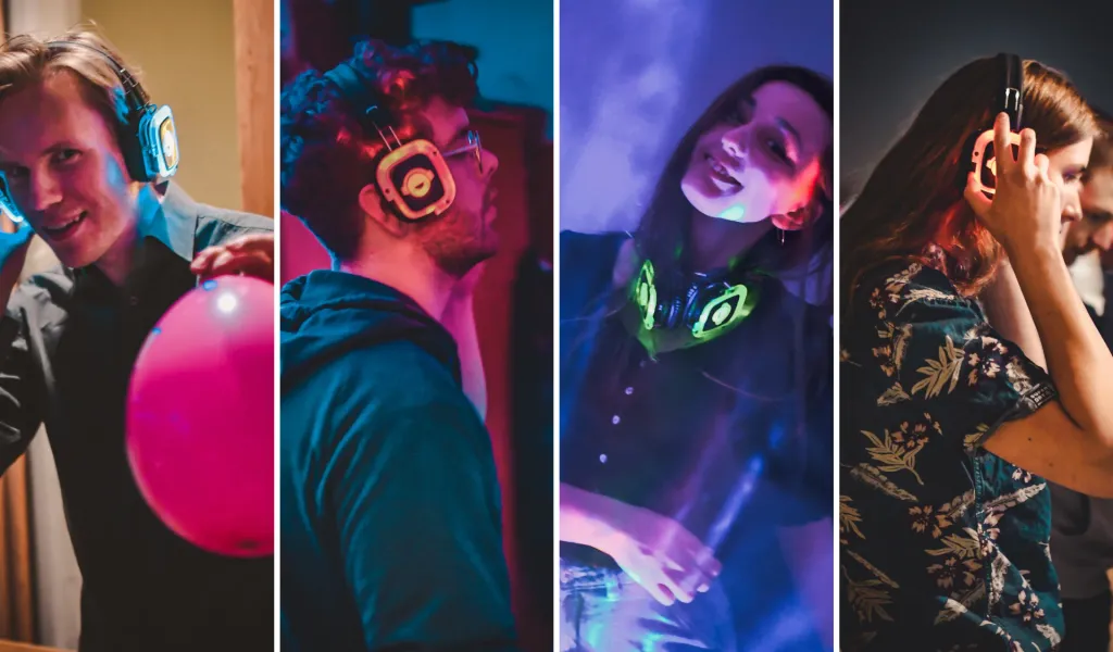 Domówka z silent disco w świecących słuchawkach